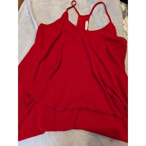 Lush Sheer Cherry Red Flowy Tank Size‎ Medium Women's Racerback feminine - Picture 2 of 5